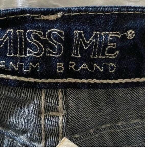 MISS ME Boyfriend Capri Jeans Blingy Dark Wash Thick Stitch Size 27 New with Tag - Picture 12 of 12